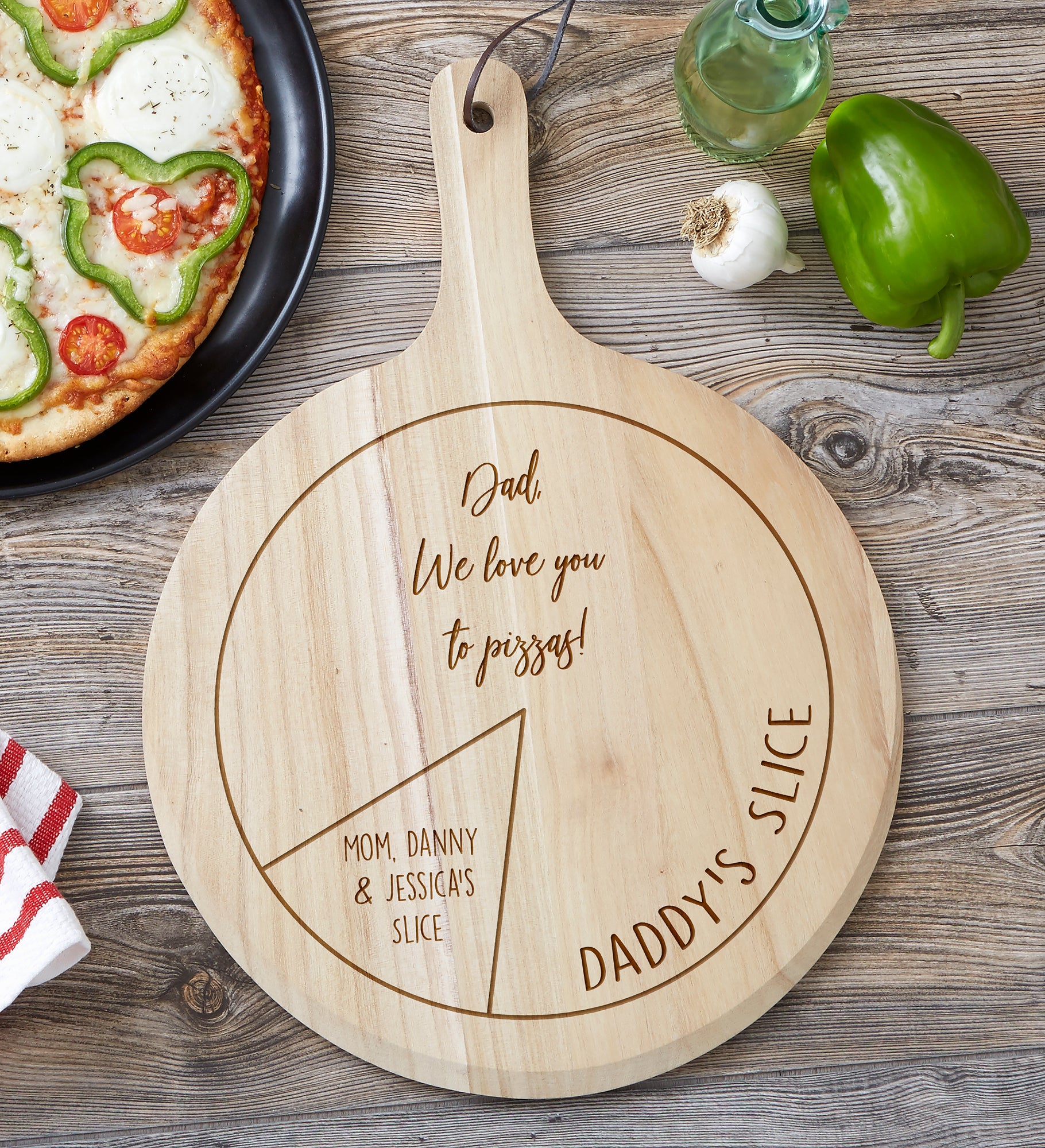We Love You to Pizzas Personalized 3 Piece Pizza Board Gift Set